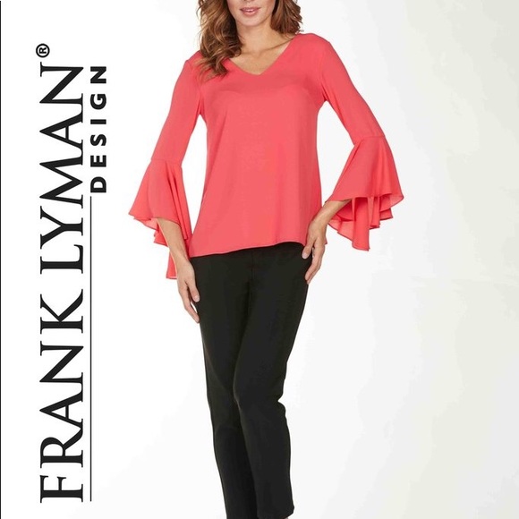 Frank Lyman Double Layer Frill Sleeve Blouse Hot Pink 221260